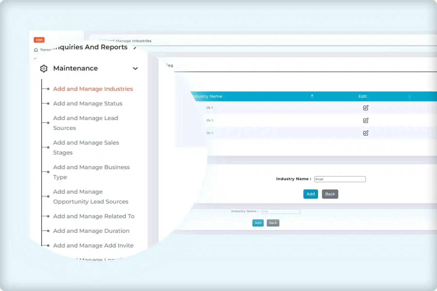 ERP CRM dashboard sales inventory