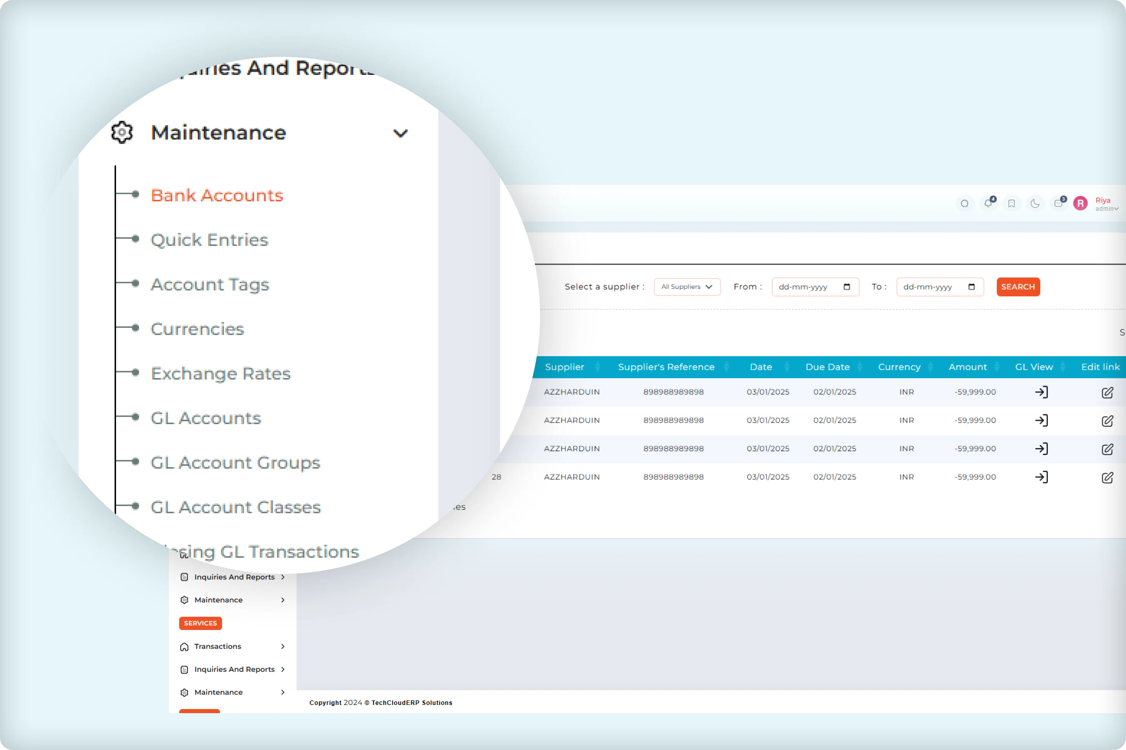 Finance dashboard bank currency