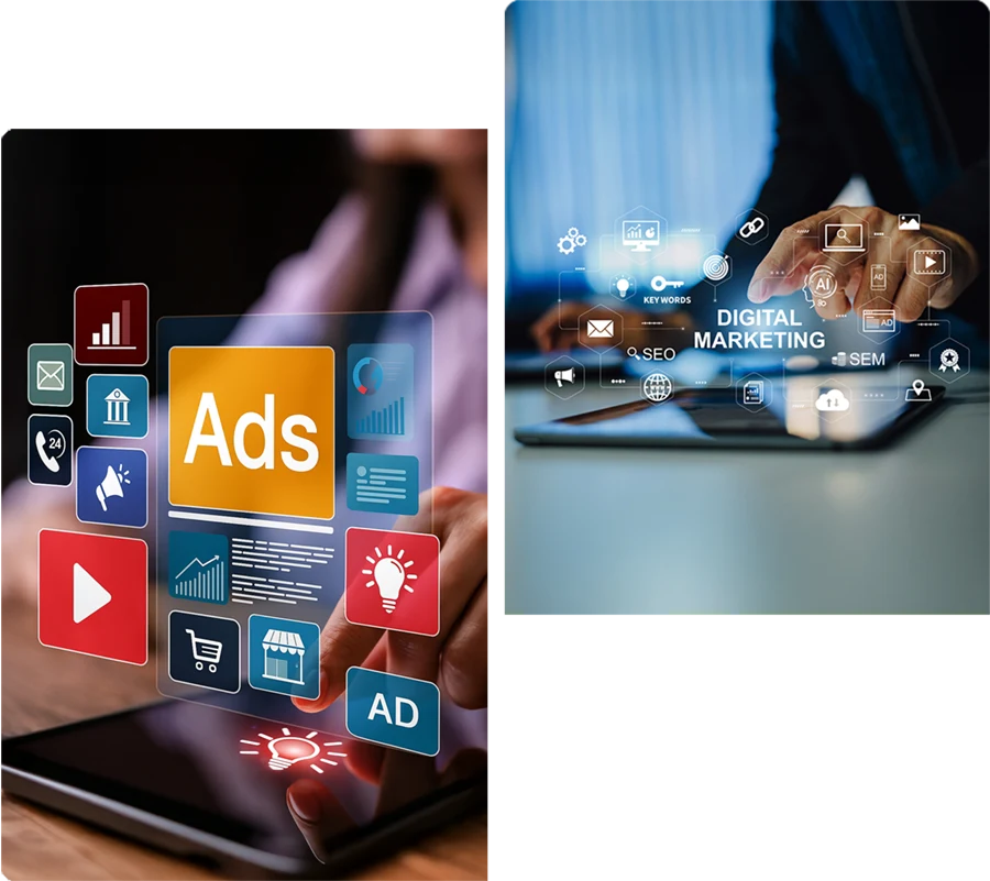 Digital marketing ads on tablet